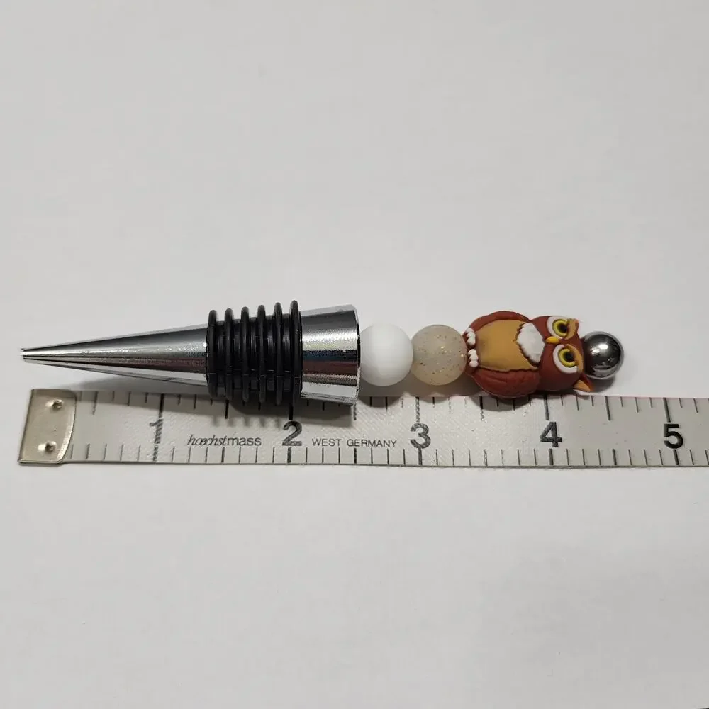 Owl Decorative Silicone Beaded Wine Bottle Stopper Cork Handmade NEW